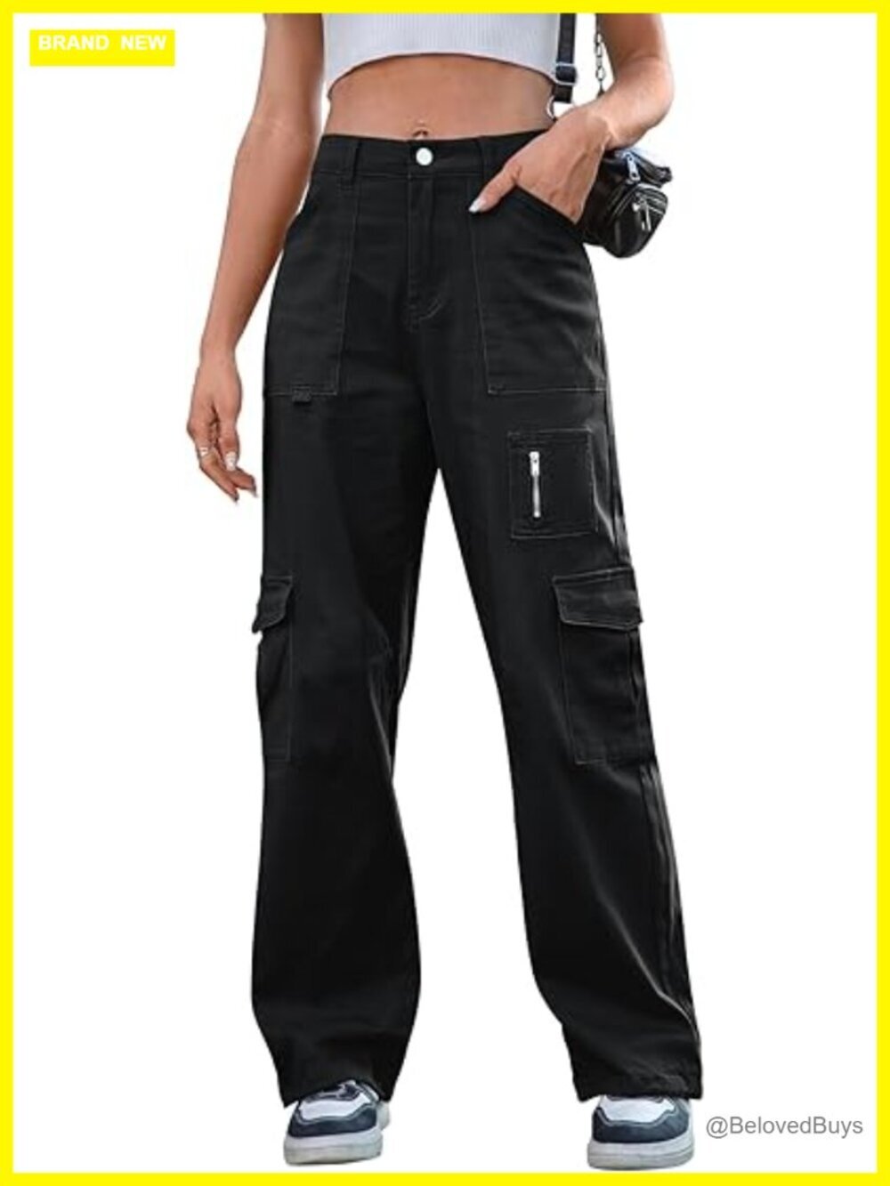 High Waist Wide Leg Cargo Pants with 7 Pockets Y2K Baggy Trousers
